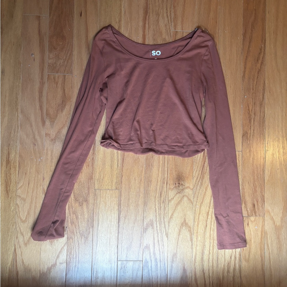 SO Pink Long Sleeve Cropped Blouse